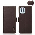 For Motorola Edge S 5G / G100 KHAZNEH Side-Magnetic Litchi Genuine Leather RFID Case(Brown) - 1