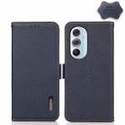 For Motorola Edge X30 KHAZNEH Side-Magnetic Litchi Genuine Leather RFID Case(Blue) - 1