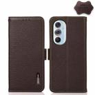 For Motorola Edge X30 KHAZNEH Side-Magnetic Litchi Genuine Leather RFID Case(Brown) - 1