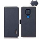 For Motorola Moto G Play 2021 KHAZNEH Side-Magnetic Litchi Genuine Leather RFID Case(Blue) - 1