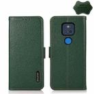 For Motorola Moto G Play 2021 KHAZNEH Side-Magnetic Litchi Genuine Leather RFID Case(Green) - 1