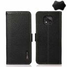 For Motorola Moto G Power 2021 KHAZNEH Side-Magnetic Litchi Genuine Leather RFID Case(Black) - 1