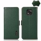 For Motorola Moto G Power 2021 KHAZNEH Side-Magnetic Litchi Genuine Leather RFID Case(Green) - 1