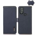 For Motorola Moto G Power 2022 KHAZNEH Side-Magnetic Litchi Genuine Leather RFID Case(Blue) - 1