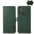 For Motorola Moto G Power 2022 KHAZNEH Side-Magnetic Litchi Genuine Leather RFID Case(Green) - 1