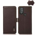 For Motorola Moto G Power 2022 KHAZNEH Side-Magnetic Litchi Genuine Leather RFID Case(Brown) - 1