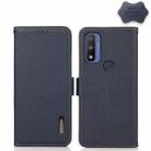 For Motorola G Pure KHAZNEH Side-Magnetic Litchi Genuine Leather RFID Case(Blue) - 1