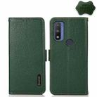 For Motorola G Pure KHAZNEH Side-Magnetic Litchi Genuine Leather RFID Case(Green) - 1