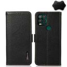 For Motorola Moto G Stylus 5G KHAZNEH Side-Magnetic Litchi Genuine Leather RFID Case(Black) - 1