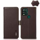 For Motorola Moto G Stylus 5G KHAZNEH Side-Magnetic Litchi Genuine Leather RFID Case(Brown) - 1