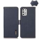 For Motorola Moto G Stylus 2021 KHAZNEH Side-Magnetic Litchi Genuine Leather RFID Case(Blue) - 1