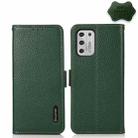 For Motorola Moto G Stylus 2021 KHAZNEH Side-Magnetic Litchi Genuine Leather RFID Case(Green) - 1