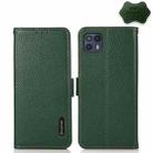 For Motorola Moto G50 5G KHAZNEH Side-Magnetic Litchi Genuine Leather RFID Case(Green) - 1