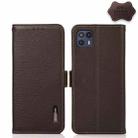 For Motorola Moto G50 5G KHAZNEH Side-Magnetic Litchi Genuine Leather RFID Case(Brown) - 1