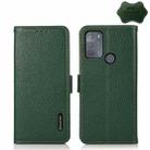 For Motorola Moto G50 KHAZNEH Side-Magnetic Litchi Genuine Leather RFID Case(Green) - 1