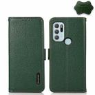 For Motorola Moto G60S KHAZNEH Side-Magnetic Litchi Genuine Leather RFID Case(Green) - 1