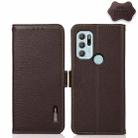For Motorola Moto G60S KHAZNEH Side-Magnetic Litchi Genuine Leather RFID Case(Brown) - 1