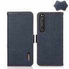 For Sony Xperia 1 III KHAZNEH Side-Magnetic Litchi Genuine Leather RFID Case(Blue) - 1