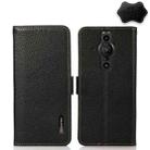 For Sony Xperia Pro-I KHAZNEH Side-Magnetic Litchi Genuine Leather RFID Case(Black) - 1