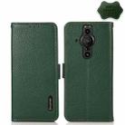 For Sony Xperia Pro-I KHAZNEH Side-Magnetic Litchi Genuine Leather RFID Case(Green) - 1