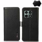 For OnePlus 10 Pro 5G KHAZNEH Side-Magnetic Litchi Genuine Leather RFID Phone Case(Black) - 1