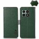 For OnePlus 10 Pro 5G KHAZNEH Side-Magnetic Litchi Genuine Leather RFID Phone Case(Green) - 1