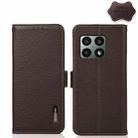 For OnePlus 10 Pro 5G KHAZNEH Side-Magnetic Litchi Genuine Leather RFID Phone Case(Brown) - 1