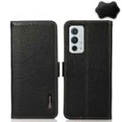 For OnePlus 9RT 5G KHAZNEH Side-Magnetic Litchi Genuine Leather RFID Phone Case(Black) - 1