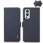For OnePlus Nord 2 5G KHAZNEH Side-Magnetic Litchi Genuine Leather RFID Phone Case(Blue) - 1