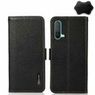 For OnePlus Nord CE 5G KHAZNEH Side-Magnetic Litchi Genuine Leather RFID Phone Case(Black) - 1