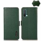 For OnePlus Nord CE 5G KHAZNEH Side-Magnetic Litchi Genuine Leather RFID Phone Case(Green) - 1