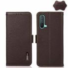 For OnePlus Nord CE 5G KHAZNEH Side-Magnetic Litchi Genuine Leather RFID Phone Case(Brown) - 1