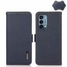 For OnePlus Nord N200 5G KHAZNEH Side-Magnetic Litchi Genuine Leather RFID Phone Case(Blue) - 1