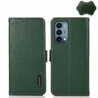 For OnePlus Nord N200 5G KHAZNEH Side-Magnetic Litchi Genuine Leather RFID Phone Case(Green) - 1