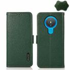 For Nokia 1.4 KHAZNEH Side-Magnetic Litchi Genuine Leather RFID Phone Case(Green) - 1