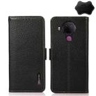 For Nokia 5.4 KHAZNEH Side-Magnetic Litchi Genuine Leather RFID Phone Case(Black) - 1