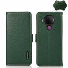 For Nokia 5.4 KHAZNEH Side-Magnetic Litchi Genuine Leather RFID Phone Case(Green) - 1