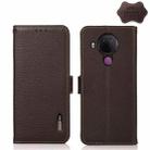 For Nokia 5.4 KHAZNEH Side-Magnetic Litchi Genuine Leather RFID Phone Case(Brown) - 1