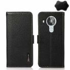 For Nokia 7.3 KHAZNEH Side-Magnetic Litchi Genuine Leather RFID Phone Case(Black) - 1