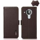 For Nokia 7.3 KHAZNEH Side-Magnetic Litchi Genuine Leather RFID Phone Case(Brown) - 1