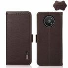 For Nokia 8 V 5G KHAZNEH Side-Magnetic Litchi Genuine Leather RFID Phone Case(Brown) - 1