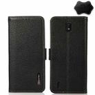 For Nokia C01 Core / C01 Plus KHAZNEH Side-Magnetic Litchi Genuine Leather RFID Phone Case(Black) - 1