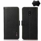For Nokia C1 Plus KHAZNEH Side-Magnetic Litchi Genuine Leather RFID Phone Case(Black) - 1