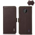 For Nokia C10 / C20 KHAZNEH Side-Magnetic Litchi Genuine Leather RFID Phone Case(Brown) - 1