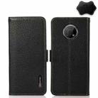 For Nokia G300 KHAZNEH Side-Magnetic Litchi Genuine Leather RFID Phone Case(Black) - 1