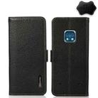 For Nokia XR20 KHAZNEH Side-Magnetic Litchi Genuine Leather RFID Phone Case(Black) - 1