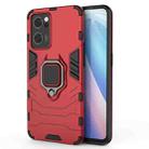 For OPPO Reno7 5G Shockproof PC + TPU Holder Phone Case(Red) - 1