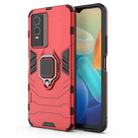 For vivo Y76s 5G Shockproof PC + TPU Holder Phone Case(Red) - 1