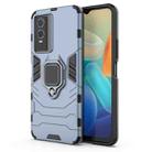 For vivo Y76s 5G Shockproof PC + TPU Holder Phone Case(Navy Blue) - 1