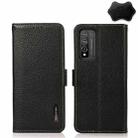 For Honor 10X Lite KHAZNEH Side-Magnetic Litchi Genuine Leather RFID Phone Case(Black) - 1